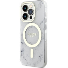 Guess IML Marble MagSafe Case for iPhone 13 Pro White
