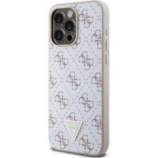 Guess PU Leather 4G Triangle Metal Logo Case for iPhone 15 Pro Max White