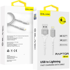 Blavec Cable Raptor braided - USB to Lightning - 2A 3 metres (CRA-UL2WS30) white-silver