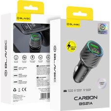 Blavec Car charger BS21A Carbon - 2xUSB - QC 3.0 36W 3A (CCBS21AC-2UB3A) black