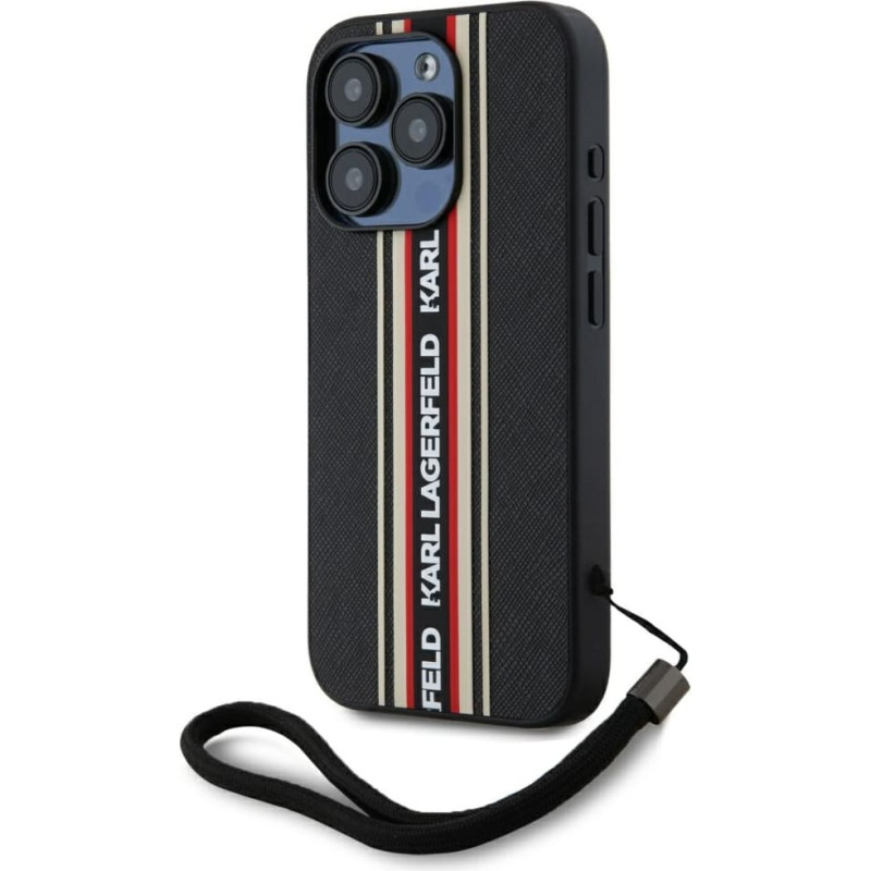 Case Karl Lagerfeld Saffiano Athleisure  Stripes Cord for iPhone 15 Pro Max red