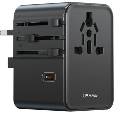 Travel Charger Adapter  USAMS CC310 3xUSB-C 70W 4in1 US|AU|EU|UK black