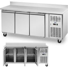 Royal Catering Refrižerators ēdināšanas galds ar apmali uz riteņiem 3 kameras 410 l 179x70x95 cm