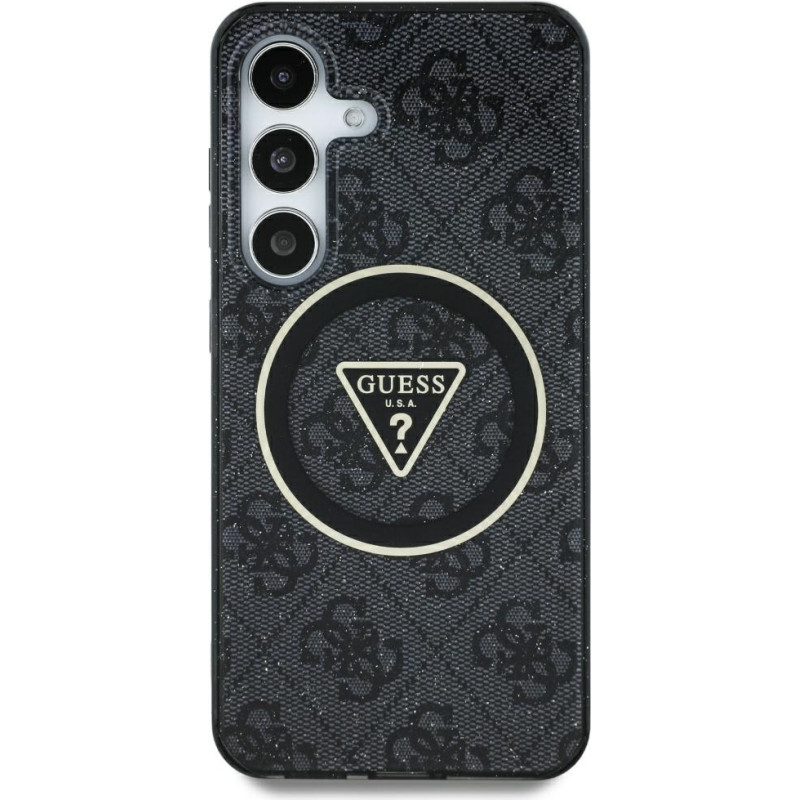 Etui Guess 4G Glitter Triangle Buttons    MagSafe do Samsung Galaxy S25 Ultra czarny
