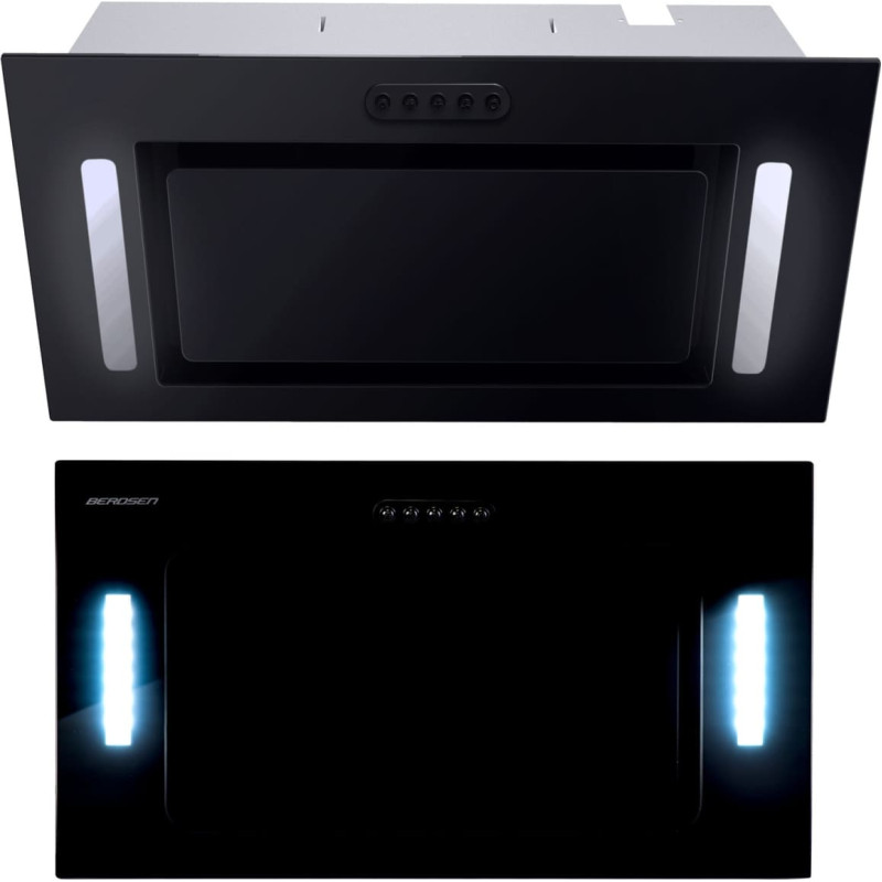 Berdsen Zem skapī&scaron;a iebūvējams tvaika nosūcējs 52 cm, melns BE-52A