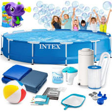 Intex Dārza rāmja baseins 366 x 76 cm 16 collas 1 28212 + burbuļu mašīna BEZ MAKSAS