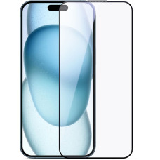Joyroom 2.5D pret zilu gaismu putekļu necaurlaidīgs rūdīts stikls iPhone 16 Pro Max, melns rāmis