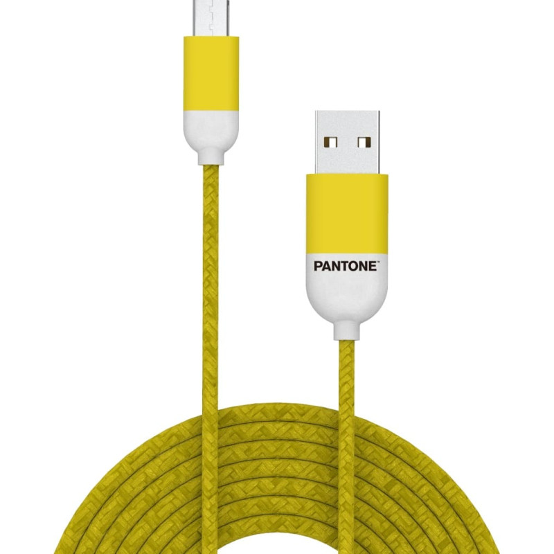 Pantone kabelis USB - microUSB 1,5m 2,4A PT-MC001-5 Dzeltens 102C