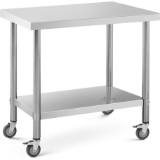 Royal Catering Galda darba virsma uz riteņiem, 2 līmeņi, 60 x 90 cm, tērauds, līdz 145 kg