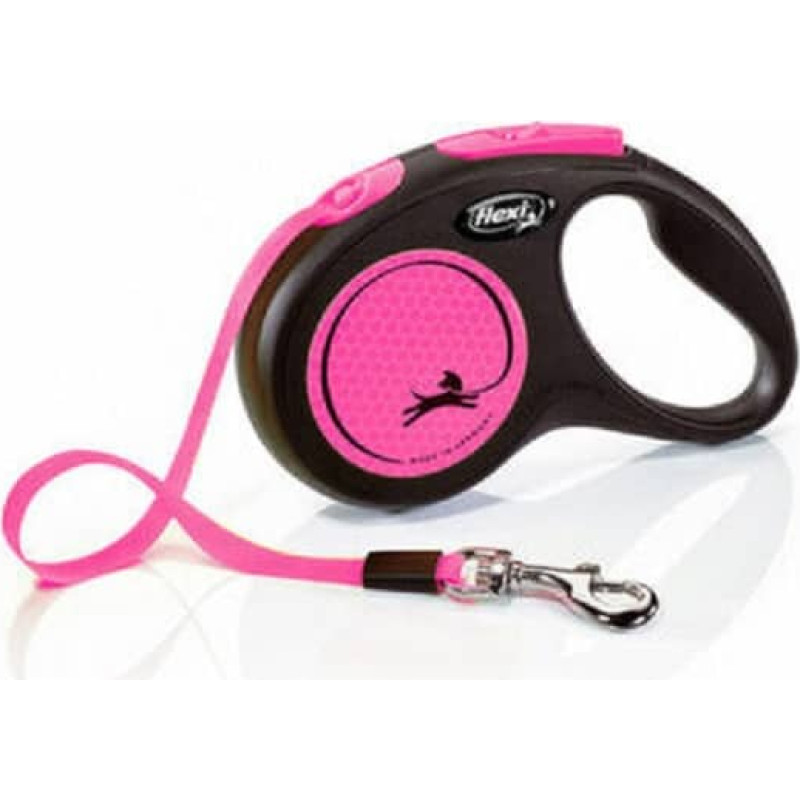 Flexi Inerces pavada suņiem: Trixie Flexi New NEON, tape leash, S: 5 m, neon pink, up to 15kg