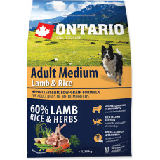 Ontario Sausa barība suņiem - Ontario Dog Adult Medium Lamb and Rice,  2,25kg
