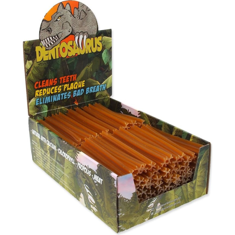 Mr. Dental Gardums suņiem &ndash; Mr. Dental display dentosaurus stick with propolis S 10 cm 160 gab