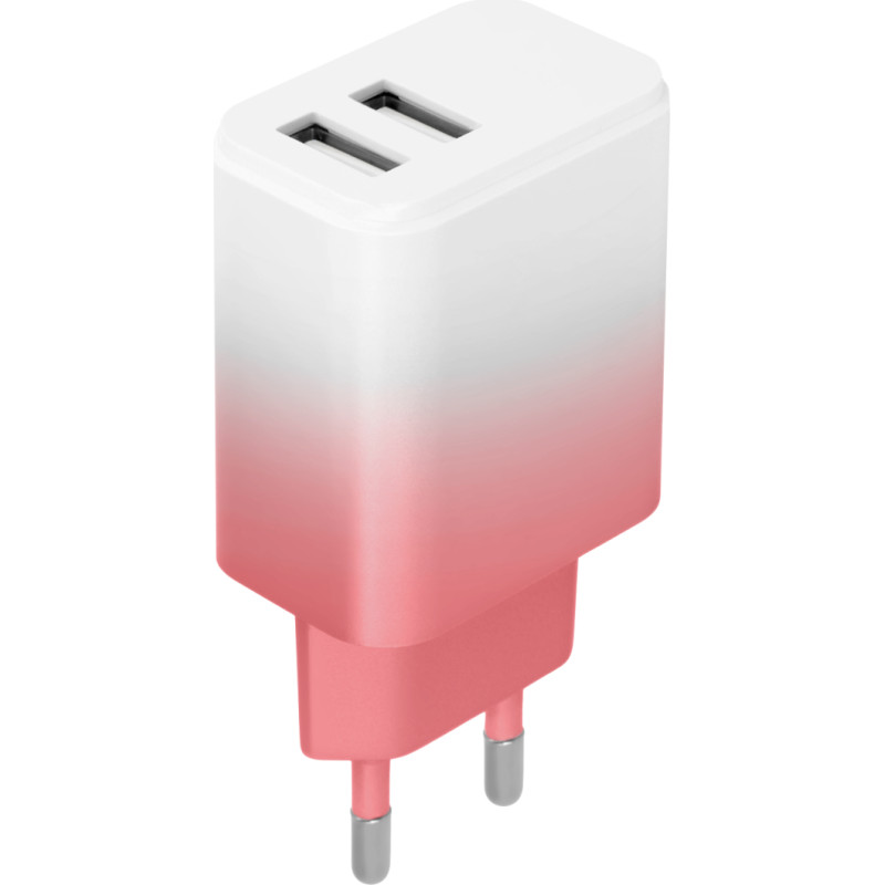 Setty charger 2x USB 18W LSIG-AA-20 white-pink gradient