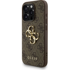 Guess PU 4G Metal Logo Strap Case for iPhone 15 Pro Brown