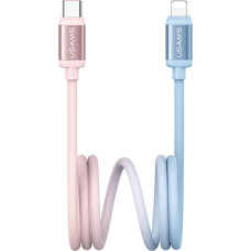 Cable USAMS Bicolor Series SJ757 PD 30W  USB-C|Lightning 1.2m blue and pink