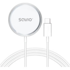 Bezvadu Lādētājs Savio ar USB - USB-C kabeli 15W 1m White