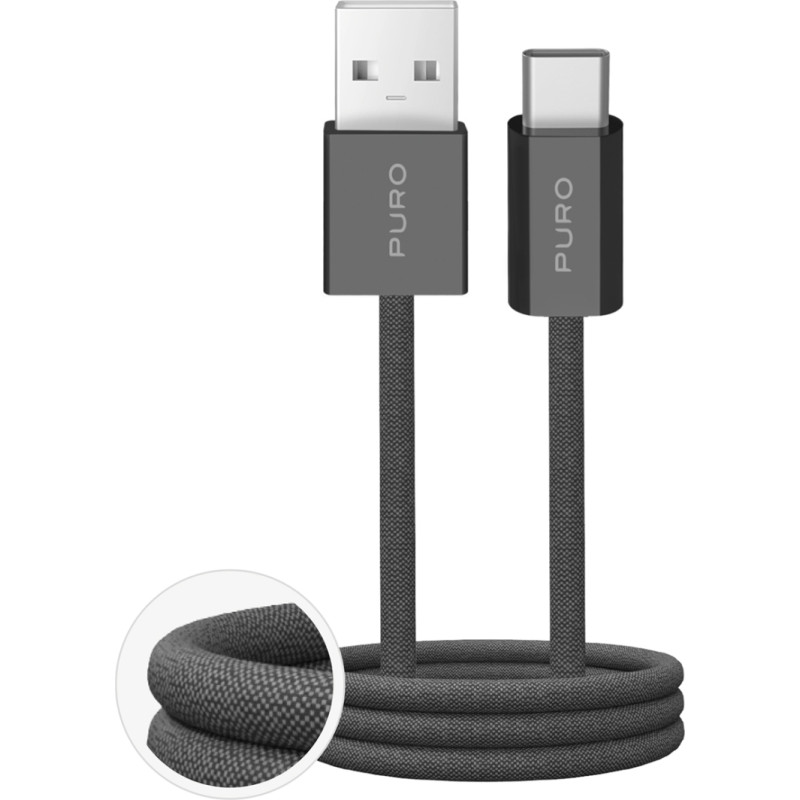 Puro Fabrik 2.0 10W pīts USB-A - USB-C kabelis 1,5 m - tumši zaļš