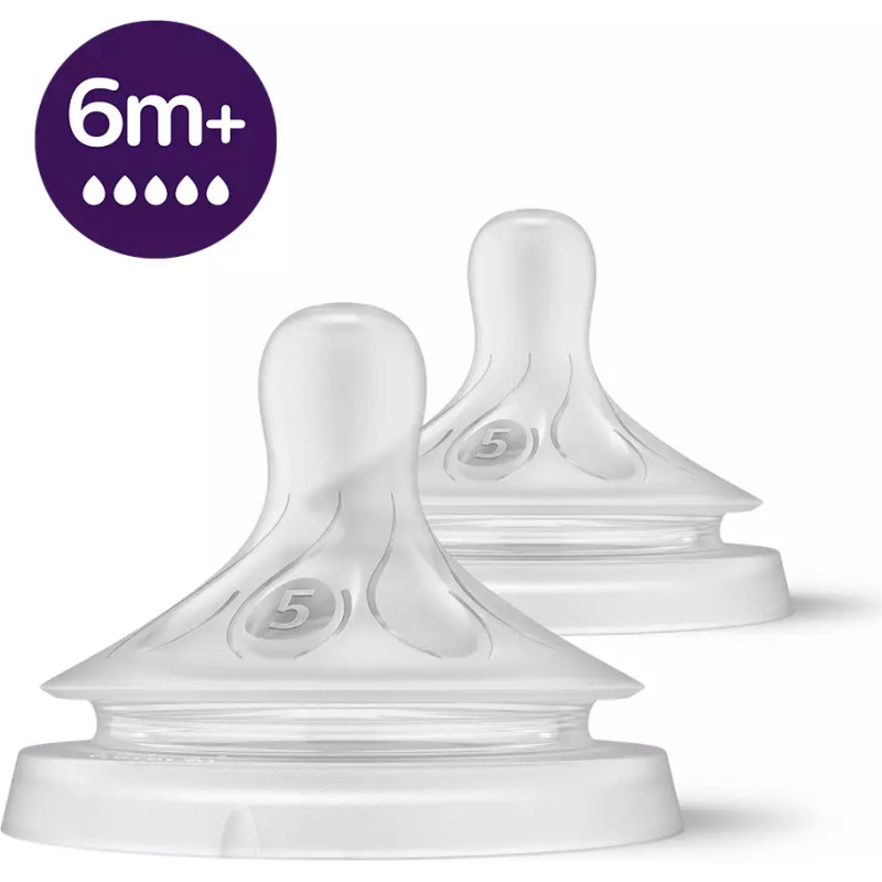 Philips Avent Natural Response pudeļu silikona knupīši  ātra plūsma  6m+ (2 gab.) SCY965|02