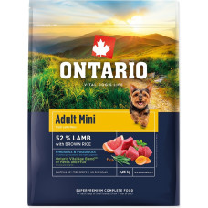 Ontario Sausa barība suņiem – Ontario Adult Mini Lamb & Brown Rice 2.25 kg