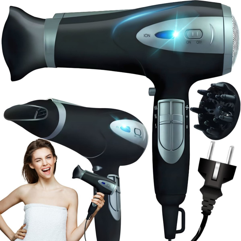 Retoo Matu fēns ar jonizāciju, aukstu gaisu un piederumiem 5 vienā, 2000 W