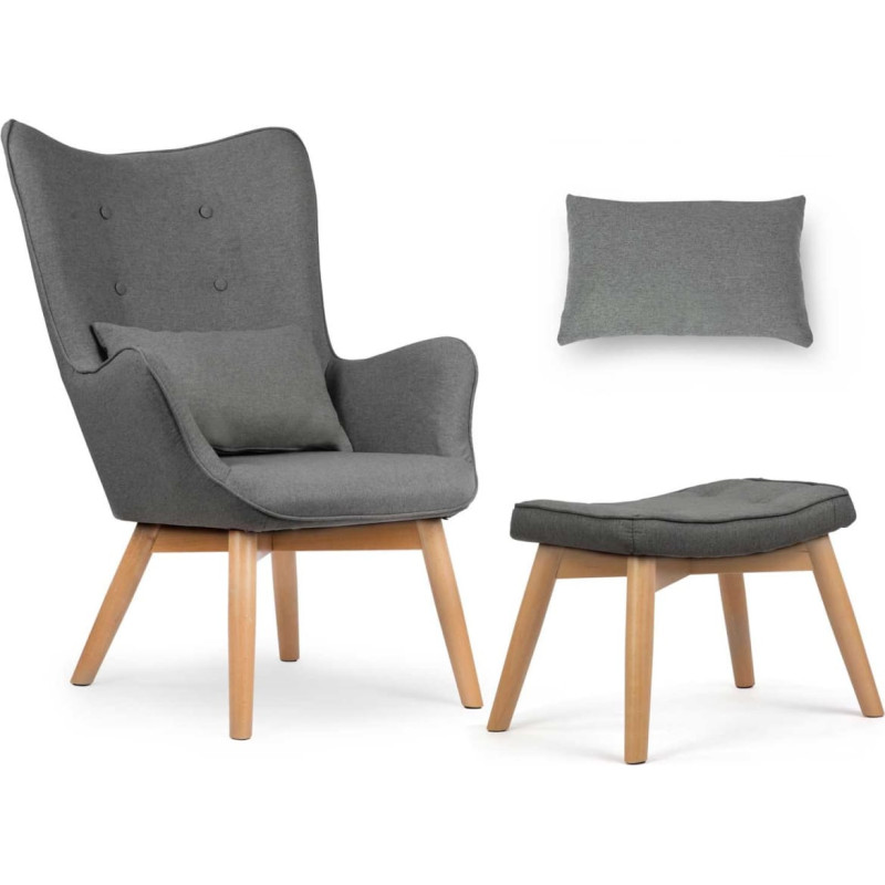 Sofotel Norse krēsls ar atzveltni un kāju balstu, pelēks