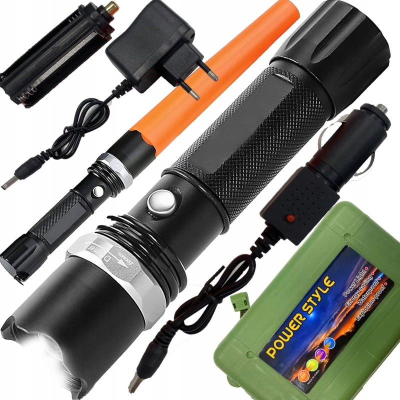 Retoo Uzlādējams taktiskais metāla lukturītis ar 5 ZOOM režīmiem