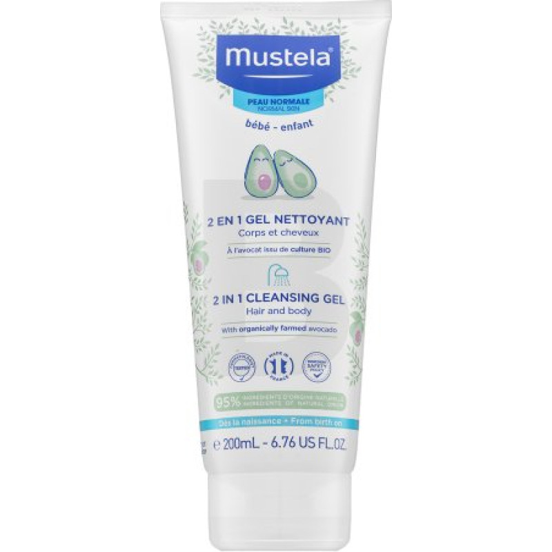 Mustela Bébé šampūns un dušas želeja 2-in-1 matu un ķermeņa šampūns 200 ml