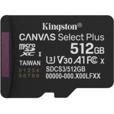 Atmiņas karte Kingston MicroSDXC 512GB Canvas Select Plus bez adaptera