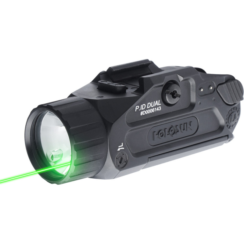 Holosun - Taktiskais ieroču lukturītis ar diviem lukturīšiem - 17 000 cd - IR/zaļš lāzers - melns - P.ID Dual