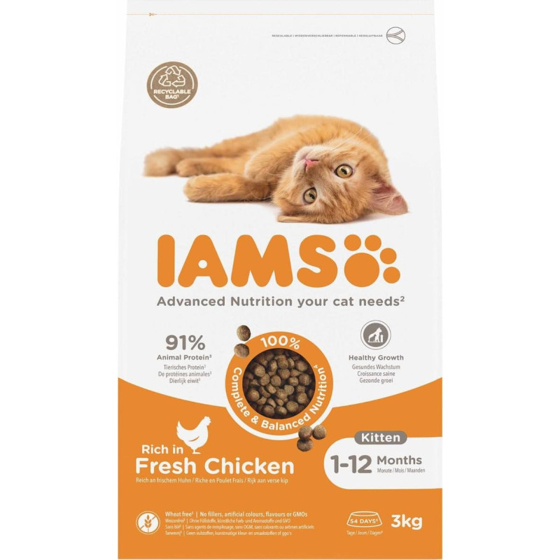 Iams Sausā barība kaķēniem - IAMS CAT KITTEN CHICKEN 3 kg