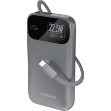 Dudao K31 10000 mAh 22,5 W PD Powerbank ar iebūvētu kabeli - pelēks