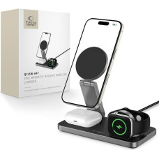 Tech-Protect 3-in-1 induktīvais lādētājs viedtālrunim, viedpulkstenim, austiņām ar USB-C kabeli - melns
