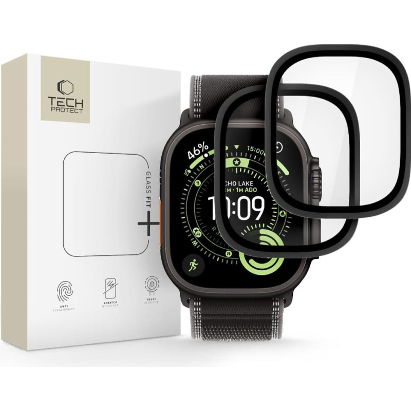 SZKŁO HARTOWANE TECH-PROTECT GLASS RING 2-PACK APPLE WATCH ULTRA 1 | 2 | 3 (49 MM) BLACK