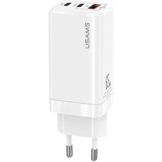 USAMS CC110TC02 tīkla lādētājs USB | 2 x USB-C | 65W | 5A | Quick Charge 3.0 balts