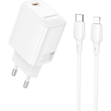 Borofone Wall charger BN26 Fuente - Type C - PD 20W with Type C to Lightning cable white