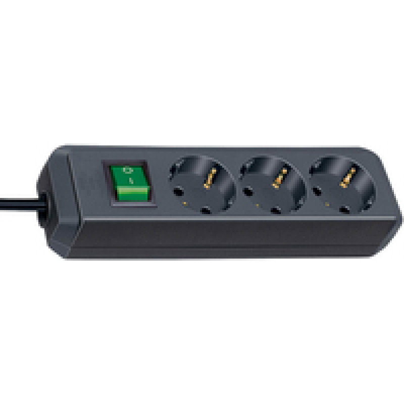 Brennenstuhl ECO-Line 3 fold black 1 5m + switch