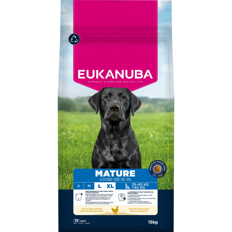 Eukanuba Sausa barība suņiem - Eukanuba Mature Large Chicken, 15 kg