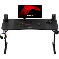 Huzaro Spēļu galds spēlētājiem LED RGB HERO 3.6 ar regulējamu augstumu 140x60cm - melns
