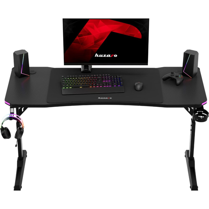 Huzaro Spēļu galds spēlētājiem LED RGB HERO 3.6 ar regulējamu augstumu 140x60cm - melns