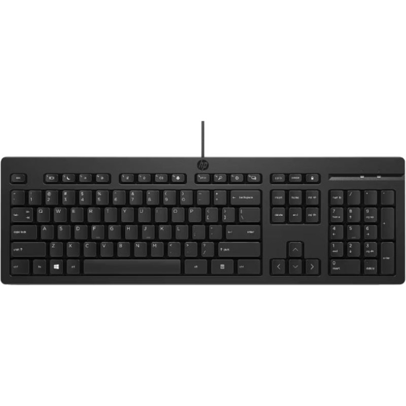 Hewlett Packard HP 125 G2 USB Wired Keyboard  Sanitizable  Copilot Key - Black - US ENG (BULK of 12 pcs)