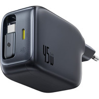 Baseus EnerCore CJ11 45W Wall Charger with USB-C Port and Retractable USB-C Cable - Black