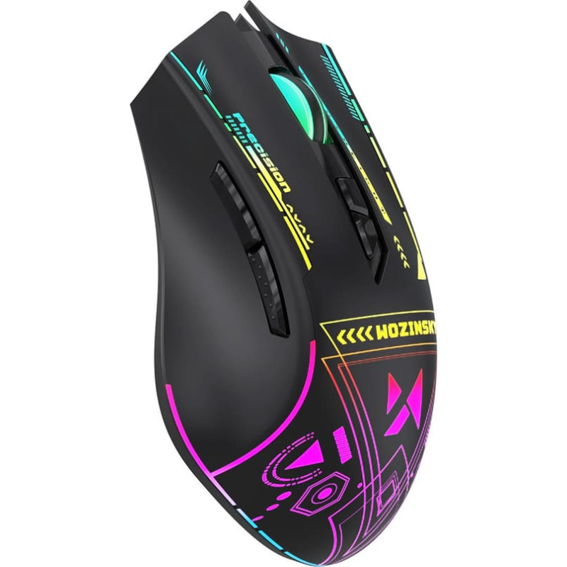 Wozinsky WMGB-3200 Wireless Optical Gaming Mouse with Built-in Rechargeable Battery 3200 DPI with RGB Lighting - Black
