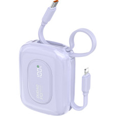 Dudao K32 10000 mAh Powerbank ar iebūvētu USB-C iPhone Lightning kabeli 22,5 W - violets