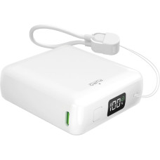 Puro Powerbank 10000mAh USB-A USB-C ar iebūvētu displeju un 20W USB-C kabeli - balts