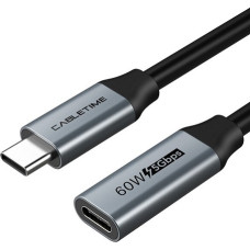 Cabletime Pagarinātāja kabelis USB 3.0 C tipa (M) - USB C tipa (F), 5Gbps, 60W, 4K/60Hz, 0.5m