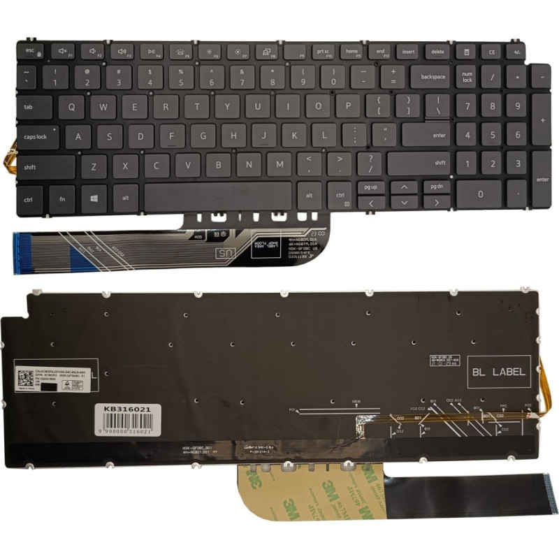 Dell Tastatūra DELL 5584, 5590, 5593, 5594, 5598, ar fona apgaismojumu, ASV