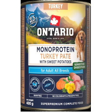 Ontario Konservi suņiem - Ontario Adult canned food, monoprotein turkey pāt&eacute; with sweet potatoes