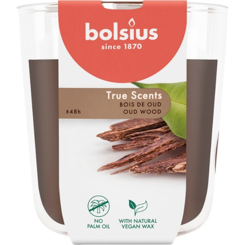Bolsius Svece arom. stikla gl. True Scents &Oslash;97x85mm oud wood