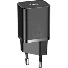 Baseus Super Si 1C USB-C 20W baro&scaron;anas ātrais sienas lādētājs, melns