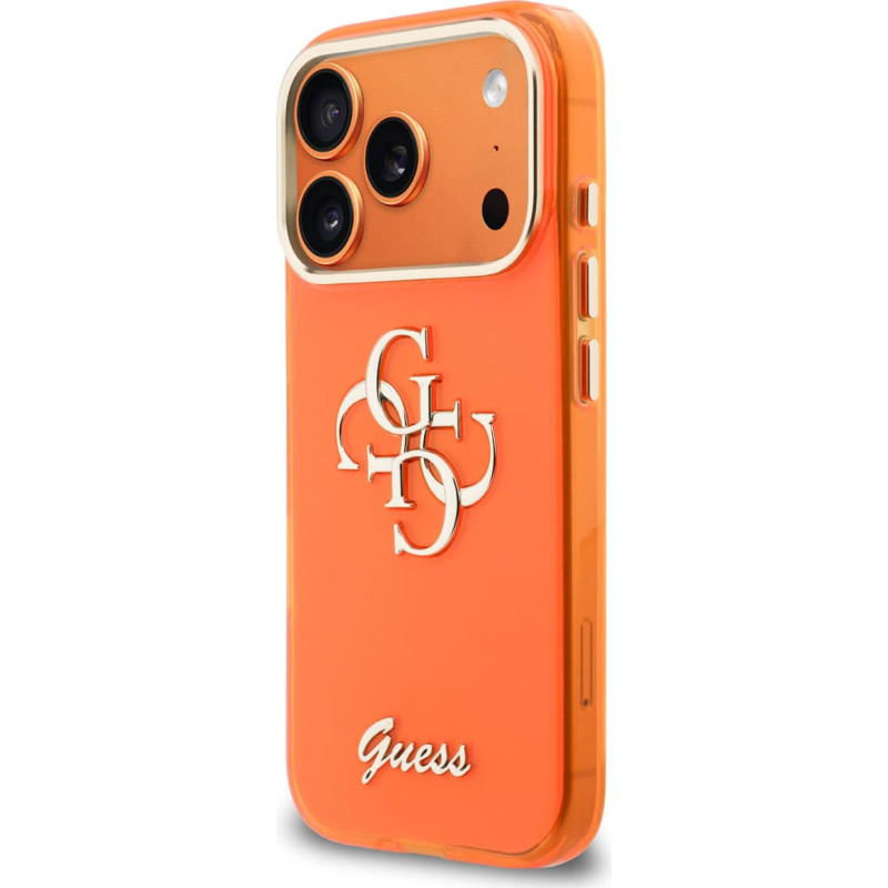 Guess IML 4G Script Metal Logo Case for iPhone 17 Pro Max Orange